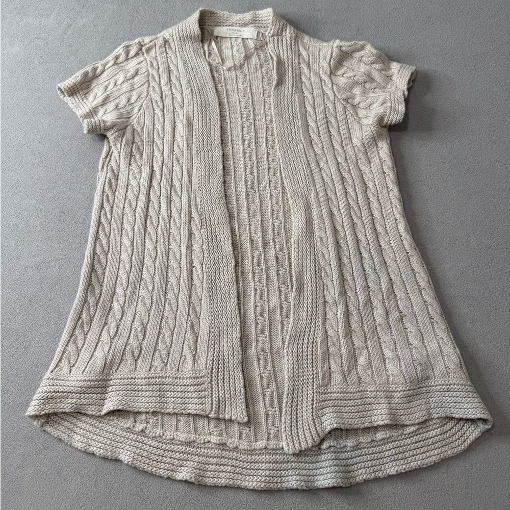 Zara Knit  Cable Knit Short Sleeve Cardigan Size L